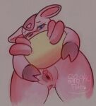  anus artist_name blush female genitals hi_res low-angle_view miltank nintendo nipples pink_body pok&eacute;mon pok&eacute;mon_(species) pussy signature solo spookyfluff spread_pussy spreading video_games worm&#039;s-eye_view 