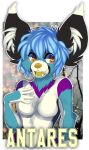  antares_(rasalgethi) anthro big_ears black_ears black_inner_ear blue_body blue_fur blue_hair breasts cheek_tuft chest_tuft digital_media_(artwork) ear_tuft elbow_tuft eyelashes eyelashes_through_hair facial_tuft featureless_breasts female front_view fur green_teeth hair half-length_portrait hand_on_chest inner_ear_fluff looking_aside messy_hair mixed_media portrait princelykaden purple_body purple_fur solo translucent translucent_hair tuft white_body white_ears white_fingers white_fur white_inner_ear_fluff 