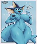  2022 anthro breasts container cup dialogue digital_media_(artwork) eeveelution english_text eyebrows female genitals glass glass_container glass_cup hi_res holding_cup holding_object knightmoonlight98 looking_at_viewer nintendo nipples non-mammal_breasts open_mouth pok&eacute;mon pok&eacute;mon_(species) pussy solo text thick_thighs vaporeon video_games wet wet_body 