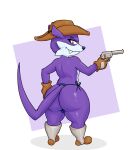 2022 anonymous_artist anthro big_butt buckteeth bulge butt clothed clothing cowboy_hat crossdressing digital_media_(artwork) dipodid fang_the_sniper footwear gloves gun handwear hat headgear headwear holding_object holding_weapon jerboa looking_back male mammal ranged_weapon rodent sega shoes smile solo sonic_the_fighters sonic_the_hedgehog_(series) standing teeth thick_thighs thong topless underwear weapon wide_hips 