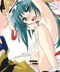  blood futa_with_female futanari green_hair hat onozuka_komachi penis ribbon sex shiki_eiki short_hair solo_focus touhou vaginal yami_shigeru 