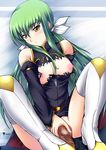  1girl bangs breasts c.c. code_geass green_hair hetero kuronezumi long_hair medium_breasts nipples nude penis solo_focus thighhighs 