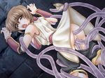  anal blush brown_hair censored champion highres lifted_by_another monk_(ragnarok_online) ootsuki_wataru pulled_by_another ragnarok_online rape shirt_lift shorts shorts_pull solo tentacles vaginal 