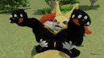  3d_(artwork) 4_fingers 4_toes anthro black_body black_fur braixen digital_media_(artwork) doublestuffed feet female fingers fur genitals hi_res looking_at_viewer nintendo pawpads pok&eacute;mon pok&eacute;mon_(species) presenting presenting_pussy pussy red_body red_eyes red_fur solo toes video_games yellow_body yellow_fur 