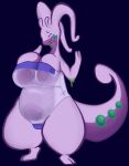  2022 2_fingers 2_toes antennae_(anatomy) anthro belly big_breasts breasts camel_toe cleavage clothed clothing curled_tail dragon dripping eyelashes eyes_closed feet female fingers full-length_portrait goodra gris_swimsuit huge_breasts long_neck meme meme_clothing msile nintendo one-piece_swimsuit overweight overweight_anthro overweight_female pok&eacute;mon pok&eacute;mon_(species) portrait purple_body seajelly smile solo standing swimwear thick_thighs tight_clothing toes translucent translucent_clothing translucent_swimwear video_games 