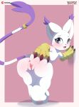  absurd_res anus bandai_namco blush breasts butt clothing digimon digimon_(species) felid female fur gatomon genitals gloves handwear hi_res looking_at_viewer mammal nude pussy sarox smile solo white_body white_fur 