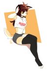  4_toes 5_fingers anthro breasts brown_hair canid canine canis clothed clothing domestic_dog eyebrows eyelashes eyes_closed feet female fingers hair mammal simple_background solo toes wolflady 