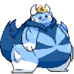  actualblueblu alpha_channel ambiguous_gender animated anthro blue_body blue_markings chubby_belly chubby_cheeks crown digital_media_(artwork) fak&eacute;mon fin fish horn loop low_res marine markings pixel_(artwork) pixel_animation pixelated round_body simple_background slightly_chubby solo swimce_(fakemon) thick_thighs tired_eyes transparent_background 