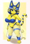 absurd_res animal_crossing ankha_(animal_crossing) anthro big_breasts bra breasts clothing curvy_figure demonkussh dress felid feline female hi_res looking_away mammal nintendo nipples paws seductive simple_background solo standing translucent translucent_clothing underwear video_games wide_hips 