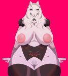  absurd_res anthro big_breasts blue_eyes blush breasts canid canine carsen clemenceau_(cakewasgood) clothed clothing curvy_figure exposed_breasts female fox fur genitals hair hi_res huge_breasts kemono looking_at_viewer maid_uniform mammal nipples pink_background pubes pussy simple_background solo thick_thighs uniform voluptuous white_body white_fur white_hair 