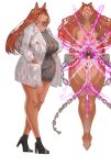  absurd_res anthro big_breasts breasts canid canine carsen chain clothed clothing ear_piercing female fox fur hair hi_res mammal multicolored_body multicolored_fur open_mouth orange_body orange_eyes orange_fur orange_hair piercing simple_background solo thick_thighs two_tone_body two_tone_fur wide_hips 