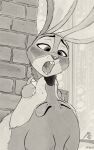  anthro canid canine digital_media_(artwork) disney duo female fox greyscale hi_res judy_hopps lagomorph leporid magnificent-arsehole male male/female mammal monochrome nick_wilde open_mouth oral_vore rabbit sketch soft_vore teeth vore zootopia 