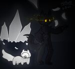  anthro claws crystal felid fluffy ghost ghost_pup_(kaiju_paradise) grey_background grey_body kaiju_paradise long_claws mammal panther_(kaiju_paradise) simple_background spirit white_body yellow_eyes zenyathegreatt 