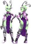  absurd_res alien alien_humanoid antennae_(anatomy) breasts clothed clothing female green_body green_skin hand_on_hip hi_res humanoid invader_zim irken legwear nickelodeon no_underwear pelvic_curtain purple_eyes side_boob side_butt tak thigh_highs 