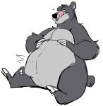  abdominal_bulge after_vore anthro baloo belly big_belly fur grey_body grey_fur hand_on_stomach hi_res licking licking_lips male mammal noodle_crispy same_size_vore tongue tongue_out ursid vore 
