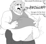  abdominal_bulge after_vore anthro belly big_belly burping clothing dialogue felid hand_on_stomach hidi lion male mammal mane muscular muscular_male open_mouth pantherine same_size_vore shirt tank_top text tongue tongue_out topwear vore 