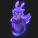  absurd_res angry_eyes anthro big_breasts blue_hair breasts cleavage clothed clothing dress eyelashes fangs female flying fur ghost ghost_tail glistening glistening_hair grey_background hair hand_on_chest hand_on_own_chest hi_res lagomorph long_ears long_hair lueduar mammal mario_plus_rabbids_sparks_of_hope naughty_face noseless open_mouth open_smile pink_eyelashes purple_clothing purple_dress rabbid rabbid_ghost_girl raving_rabbids rayman_(series) sharp_teeth simple_background smile solo spirit tan_inner_ear teeth thick_eyelashes ubisoft video_games white_body white_fur 