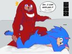  anal anal_penetration anthro blue_body blue_fur blurau butt caught digital_media_(artwork) duo echidna english_text erection eulipotyphlan fur genitals green_eyes hair hedgehog hi_res knuckles_the_echidna male male/male male_penetrated male_penetrating male_penetrating_male mammal monotreme nipples nude penetration penis pink_eyes red_body red_fur sega sex simple_background sonic_the_hedgehog sonic_the_hedgehog_(film) sonic_the_hedgehog_(series) spanish_text text video_games 