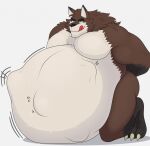  abdominal_bulge after_vore anthro belly big_belly brown_body brown_fur canid canine canis fur hi_res hidi licking licking_lips male mammal muscular muscular_male same_size_vore tongue tongue_out vore were werecanid werecanine werewolf wolf 