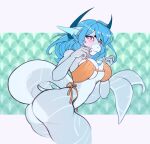  anthro big_breasts bikini blue_hair bovid breasts butt caprine clothing confusion female fish goat hair horn liloli_(artist) mammal marine pinup pose raised_tail shark simple_background sketch smile solo swimwear vivian_lake 