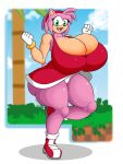  amy_rose anthro big_breasts breasts cleavage clothed clothing eulipotyphlan female footwear hair hedgehog hi_res huge_breasts mammal mrxrickyx panties pink_hair sega shoes solo sonic_the_hedgehog_(series) thick_thighs underwear wide_hips 