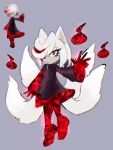  anthro anthrofied canid canine closed_mouth clothing dress expressionless female floating fox hair hi_res human mammal multi_tail red_eyes sage_(sonic) sega sonic_frontiers sonic_the_hedgehog_(series) white_hair 