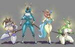  absurd_res anthro anthrofied areola breasts cobalion female genitals hi_res holding_object holding_weapon horn keldeo legendary_pok&eacute;mon mammal nintendo nipples nude pok&eacute;mon pok&eacute;mon_(species) pussy terrakion the_lost_artist video_games virizion weapon 