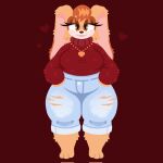  &lt;3 &lt;3_necklace 3_toes anthro big_breasts bottomwear breasts brown_eyes clothed clothing denim denim_clothing digital_media_(artwork) eyelashes feet female fur hair hi_res jeans jewelry lagomorph leporid looking_at_viewer mammal mature_anthro mature_female naycelium necklace pants rabbit red_clothing red_sweater red_topwear sega shirt simple_background smile solo sonic_the_hedgehog_(series) sweater thick_thighs toes topwear vanilla_the_rabbit video_games 