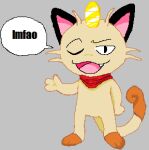  anthro coin curled_tail fangs gold_(metal) gold_coin lmfao low_res male meowth nintendo pok&eacute;mon pok&eacute;mon_(species) rhonbon scarf video_games 