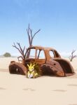  absurdres bare_tree claws closed_eyes day desert highres hyogonosuke junk no_humans on_ground outdoors pokemon pokemon_(creature) rust sandslash sitting sky sleeping sleeping_upright solo spikes tree 