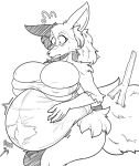  anthro belly big_belly big_breasts braixen breasts clothing female gris_swimsuit hi_res huge_breasts lunarholt meme meme_clothing monochrome nintendo nipple_outline one-piece_swimsuit pok&eacute;mon pok&eacute;mon_(species) pregnant solo surprise swimwear tight_clothing translucent translucent_clothing translucent_swimwear video_games wardrobe_malfunction 