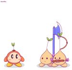  ambiguous_gender axe bow_(weapon) brown_body digital_drawing_(artwork) digital_media_(artwork) dirt feral group hi_res kirby_(series) leaf melee_weapon moonabloom nintendo omori_(game) orange_body plant ranged_weapon simple_background sprout_mole trio video_games waddle_dee waddling_head weapon yellow_body 