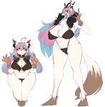  absurd_res anthro big_breasts bikini blue_hair blush bodily_fluids breasts brown_body brown_fur canid canine carsen clothed clothing female fluffy fluffy_tail fur hair hi_res mammal multicolored_body multicolored_fur multicolored_hair open_mouth partially_clothed pink_hair red_eyes solo sweat swimwear thick_thighs two_tone_body two_tone_fur two_tone_hair white_body white_fur wide_hips 