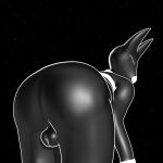  3d_(artwork) anthro balls bent_over big_butt black_body butt digital_media_(artwork) eyes_closed genitals ghost happy male percyshiro presenting presenting_balls presenting_hindquarters solo spirit 