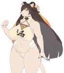  anthro big_breasts black_hair blush breasts carsen claws felid feline female fluffy fluffy_tail fur hair hi_res mammal open_mouth open_smile simple_background smile solo thick_thighs white_body white_fur wide_hips yellow_eyes 