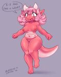  anthro blasticussaturn blush dragon female hair hi_res horn humanoid_pointy_ears kobold markings nipples nude open_mouth pink_eyes pink_hair red_body reptile scalie signature simple_background slightly_chubby solo stripes tenga text 