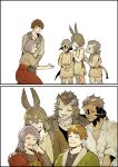  ^_^ ^o^ adoption age_progression ambiguous_gender animal_ears animal_humanoid anthro au_ra bangs bottomwear brown_clothing brown_hair brown_jacket brown_shirt brown_topwear child clothing collarbone collared_shirt comic dirty dirty_clothes dragon_horn dragon_tail eyes_closed facing_another family fangs felid female final_fantasy final_fantasy_xiv hair hand_on_another&#039;s_shoulder hand_on_own_chin hands_on_own_chest horn hrothgar human humanoid jacket kneeling lagomorph lagomorph_humanoid laugh looking_at_another male male_child mammal mammal_humanoid niboshi_kom old old_man old_woman open_mouth outstretched_arms puffy_short_sleeves puffy_sleeves rabbit_ears red_bottomwear red_clothing red_skirt scales scalie scalie_humanoid seiza shirt short_hair short_sleeves simple_background sitting skirt sleeveless sleeveless_shirt smile square_enix standing tail_tuft topwear torn_clothing tuft video_games viera white_background white_clothing white_shirt white_topwear young 