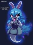  &lt;3 anthro blue_hair breasts clothed clothing female floating ghost glowing glowing_eyes hair hi_res holding_breast lagomorph leporid long_hair mammal mario_bros mario_plus_rabbids_sparks_of_hope nintendo purple_eyes rabbid rabbid_ghost_girl rabbit rabbit_ears raving_rabbids rayman_(series) short_stack solo spirit text tongue tongue_out triggerpigart ubisoft video_games 