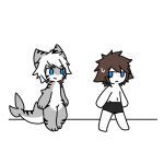  anthro changed_(video_game) chano chasing duo human lin_(changed) male mammal scared the_shark_(changed) walking 