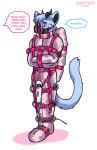  2022 anthro bdsm blue_body blue_eyes blue_fur blush bondage bound clothing digital_drawing_(artwork) digital_media_(artwork) dragon english_text fur furred_dragon gag gagged hair horn kiwyne legs_tied lock_symbol male muzzle_(object) muzzle_gag muzzled null_bulge null_symbol pink_straitjacket portrait restraints rubber rubber_clothing rubber_suit sex_toy signature snowflake solo speech_bubble straitjacket submissive submissive_male text valorean_snowheardt vibrator wings wings_tied 