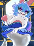  anthro areola big_breasts black_pupils blue_hair breasts clothing dress female genitals ghost hair hand_on_breast hi_res holding_breast huge_breasts jyto lagomorph leporid long_hair looking_at_viewer mammal mario_bros mario_plus_rabbids_sparks_of_hope nintendo nipples one_breast_out open_mouth pink_areola pink_nipples pupils purple_eyes pussy rabbid rabbid_ghost_girl rabbit raving_rabbids rayman_(series) solo spirit ubisoft video_games white_body 