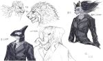  alternate_species anthro caicaizijujumao canid canine cetacean delphinoid elephant elephantid felid furrification hair hi_res horn hybrid lion long_hair magical_tattoo male mammal marine oceanic_dolphin orca orca_(tiger_shark) pantherine proboscidean reven_(tiger_shark) scar simple_background suit_and_tie suit_jacket tendo_(tiger_shark) toothed_whale white_background 