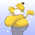  bodily_fluids butt chub_(disambiguation) hi_res inflatingskunk musk nintendo overweight pikachu pok&eacute;mon pok&eacute;mon_(species) slightly_chubby smell smelly sweat video_games 
