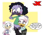  andromorph anthro disney ducktales ducktales_(2017) female female/female group humanoid intersex jk lena_saberwing lena_sabrewing trio violet_sabrewing webby_vanderquack young 