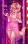  &lt;3 2022 absurd_res anthro biped blonde_hair blue_eyes blush canid canine canis claws clothed clothing crossdressing digital_media_(artwork) dimwitdog domestic_dog english_text erection erection_under_skirt finger_claws fur genitals girly hair hi_res humanoid_genitalia humanoid_penis mammal penis solo standing tail_motion tailwag tan_body tan_fur text 