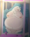  2022 anthro belly big_belly blue_body dragon_night800 eyes_closed genitals hi_res humanoid_hands kemono male moobs navel nintendo nipples obese obese_male overweight overweight_male penis pok&eacute;mon pok&eacute;mon_(species) snorlax solo trapped video_games 