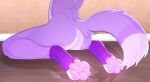  agender anthro butt butt_focus canid canine feet foot_fetish foot_focus fox fur hi_res hoccult karrigallu male mammal nonbinary_(lore) pawpads paws pink_body pink_fur purple_body raised_tail solo 