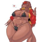  &lt;3 5_fingers anthro areola areola_slip big_breasts bikini blush bodily_fluids breasts brown_body brown_fur brown_hair canid canine canis carsen clothed clothing curvy_figure domestic_dog female fingers fluffy fluffy_tail fur hair haruki_no_saidai_no_teki_wa_risei hi_res huge_breasts long_hair looking_at_viewer mammal narrowed_eyes nipple_outline on_bottom partially_clothed portrait pubes simple_background skimpy solo standing sweat sweatdrop swimwear thick_thighs three-quarter_portrait voluptuous whibbet_massaferrer white_background wide_hips 