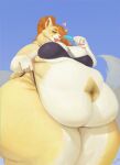  &lt;3 absurd_res anthro belly belly_rolls big_belly bikini bottomwear bottomwear_pull clothing clothing_pull countershading female food hair hi_res holding_food holding_object huge_thighs love_handles low-angle_view mammal maple_(maplemash) melting navel obese obese_anthro obese_female orange_hair outside overweight overweight_anthro overweight_female pineconedraws ponytail popsicle procyonid raccoon solo swimwear thick_thighs yellow_body 