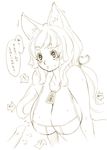  animal_ears blush breasts cleavage copyright_request greyscale huge_breasts long_hair monochrome penis solo_focus sweat translation_request tsuutenkaaku 